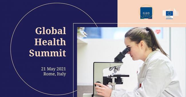 Global Health Summit woman with microscope.v1